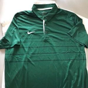 NWT S-XL Men’s Green Stripe Nike Sideline Polo